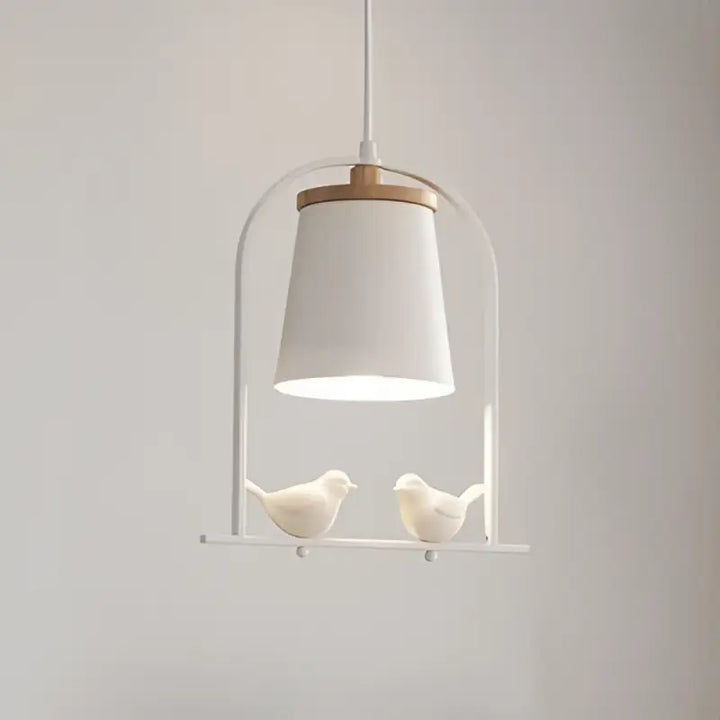 Suspension luminaire moderne blanc avec oiseaux décoratifs