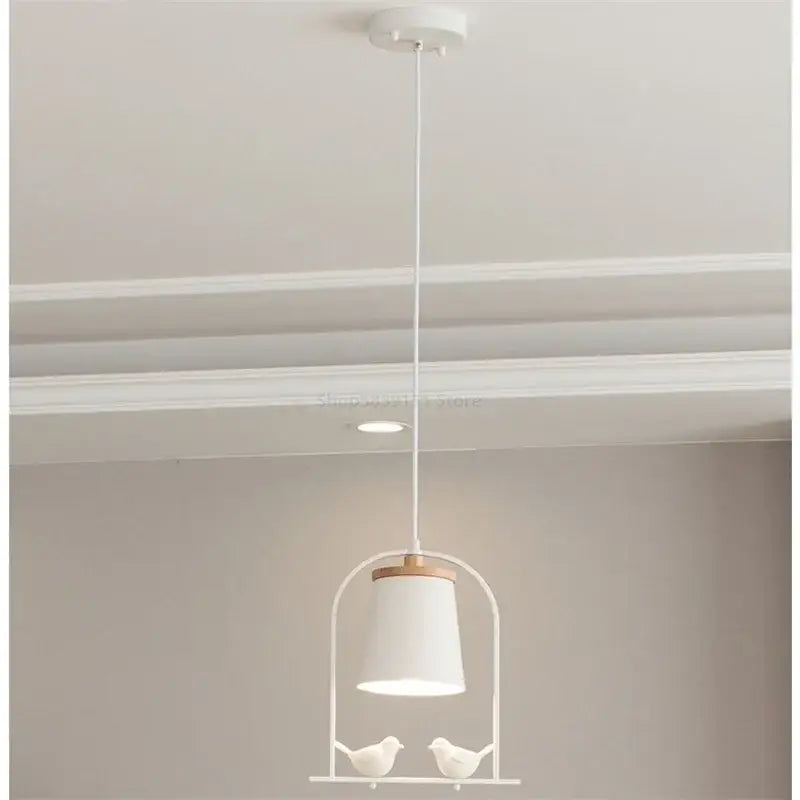 Suspension luminaire moderne blanc avec oiseaux décoratifs