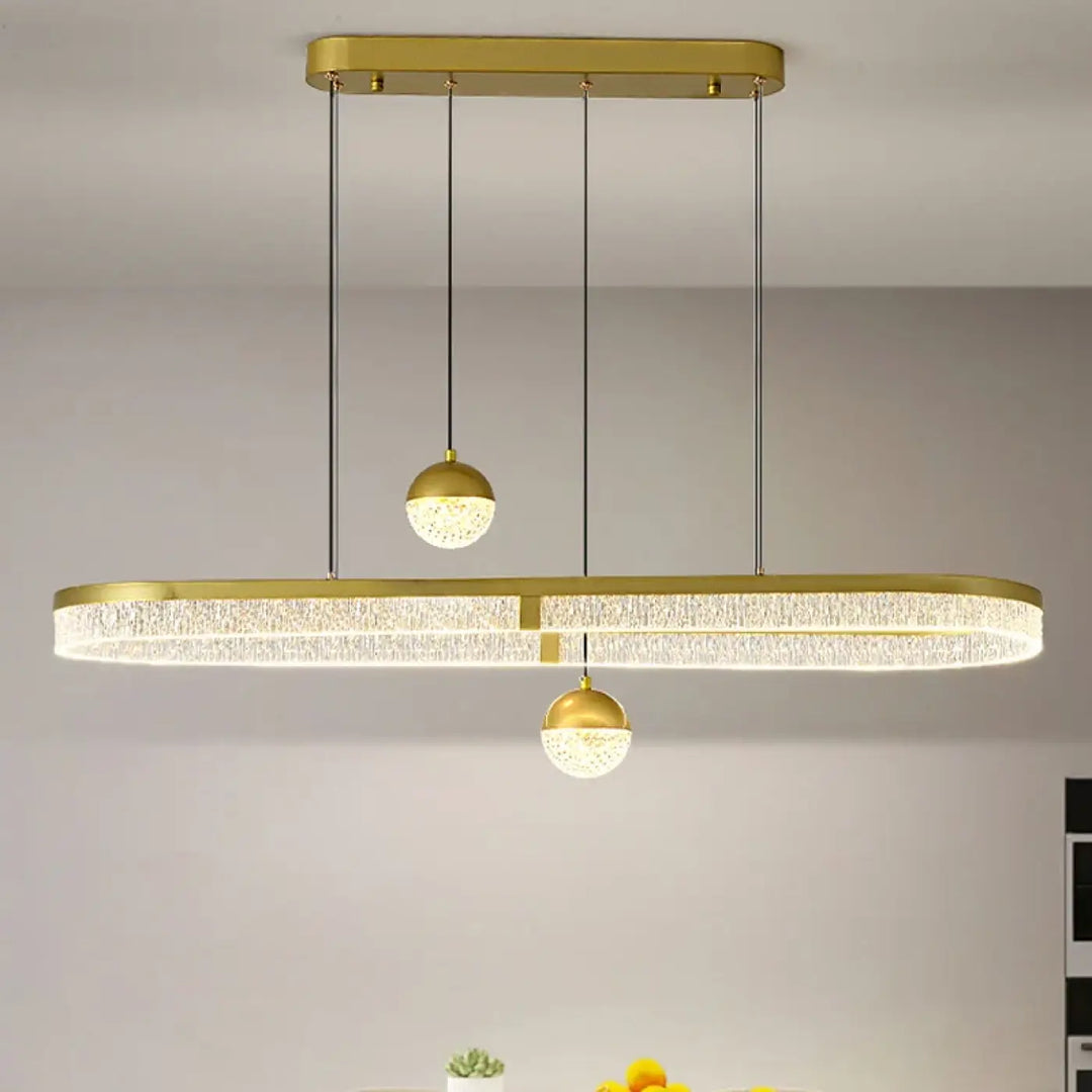 Suspension luminaire moderne ovale avec boules en cristal élégant