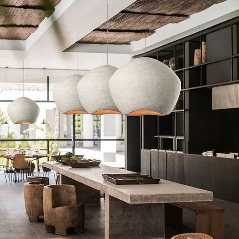 Suspension luminaire moderne en plâtre texturé blanc élégant