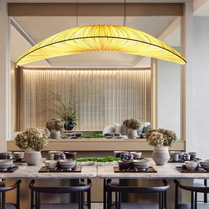Suspension Luminaire Moderne Tissu Allongée Unique Élégance