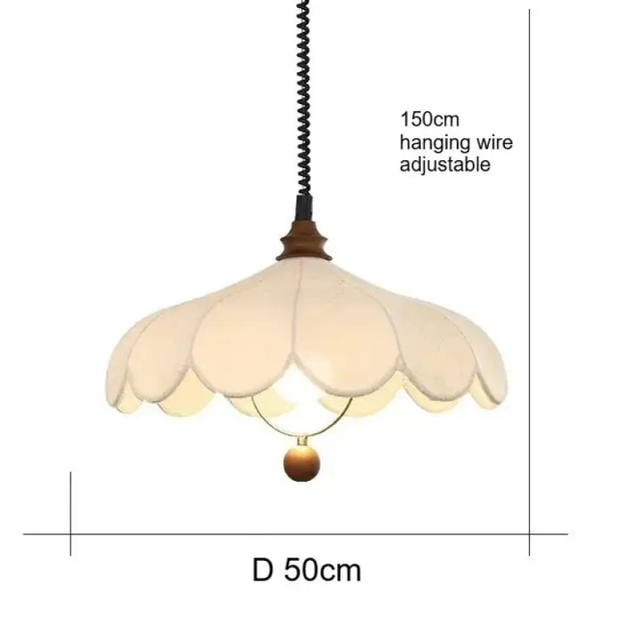 Suspension moderne en tissu ondulé blanc design élégant