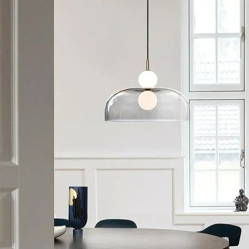 Suspension luminaire moderne en verre courbé transparent