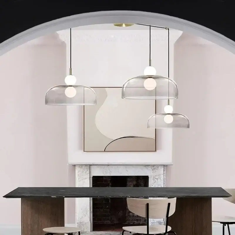 Suspension luminaire moderne en verre courbé transparent