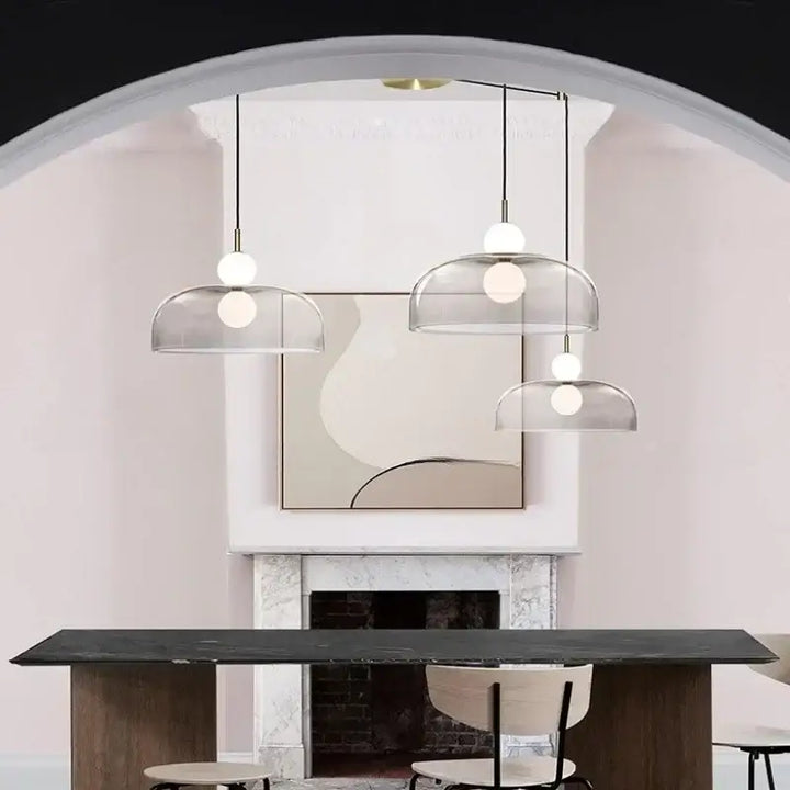 Suspension luminaire moderne en verre courbé transparent