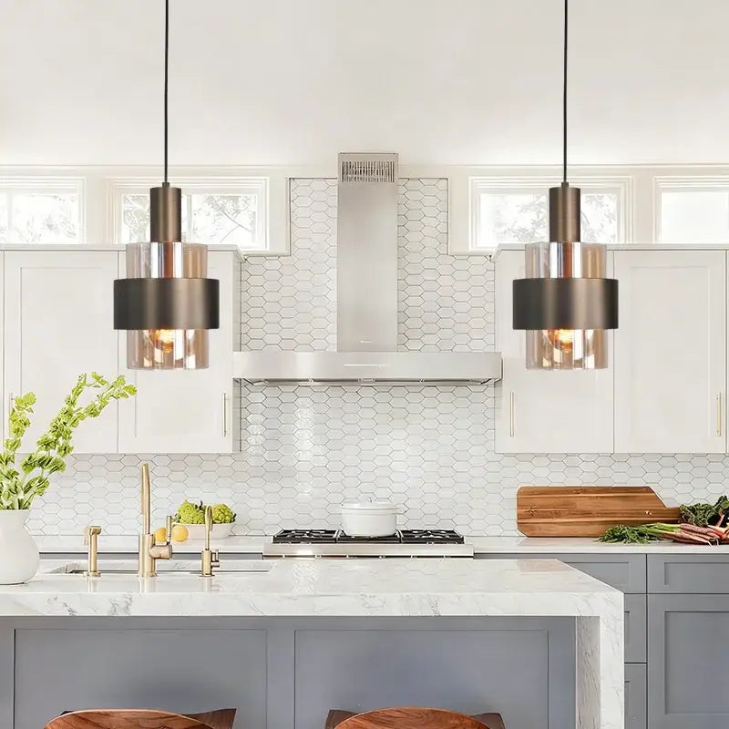 Suspension luminaire moderne en verre et métal design minimaliste