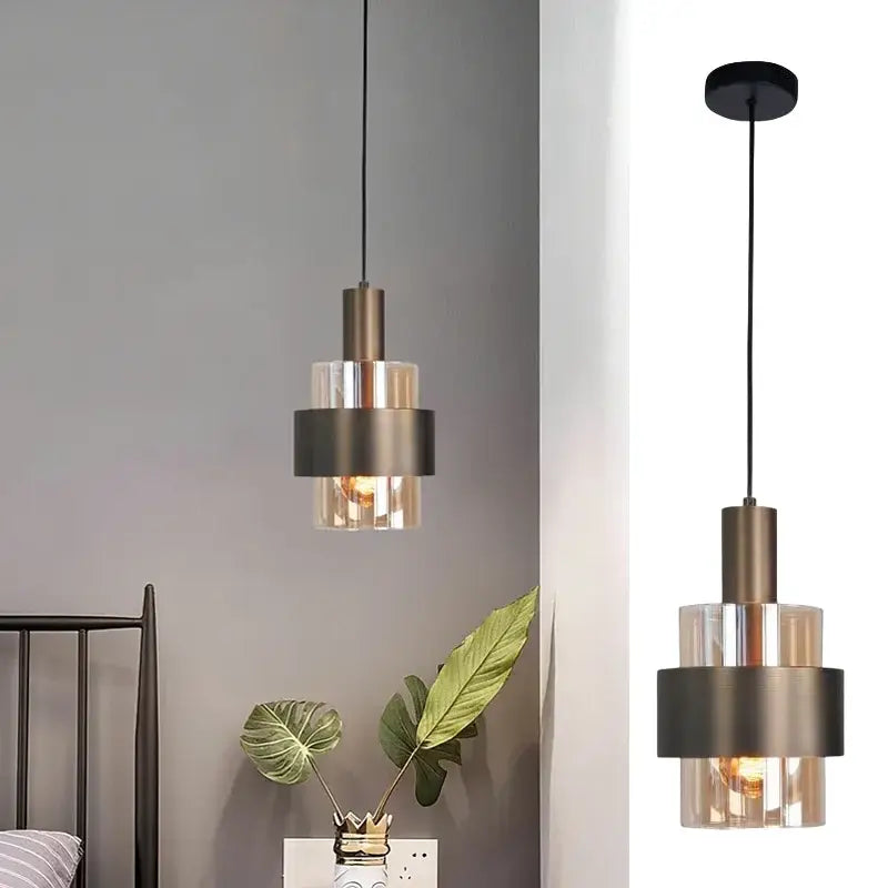 Suspension luminaire moderne en verre et métal design minimaliste