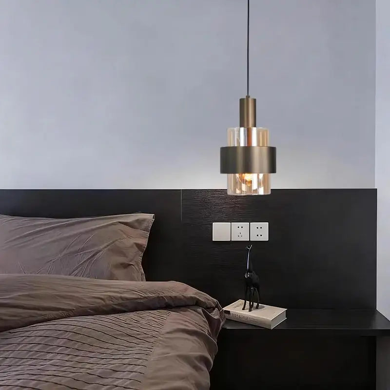 Suspension luminaire moderne en verre et métal design minimaliste