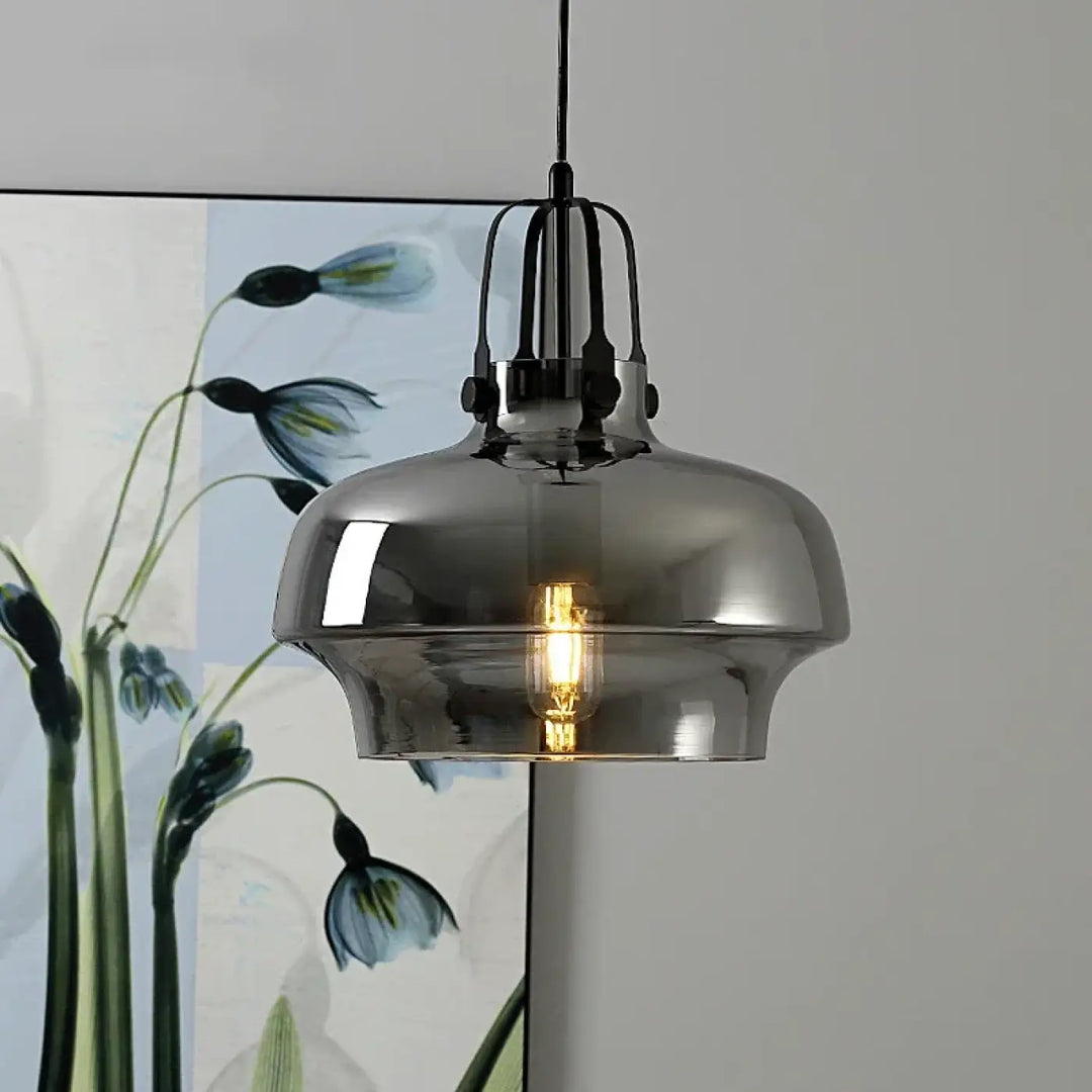 Suspension luminaire moderne en verre et métal doré