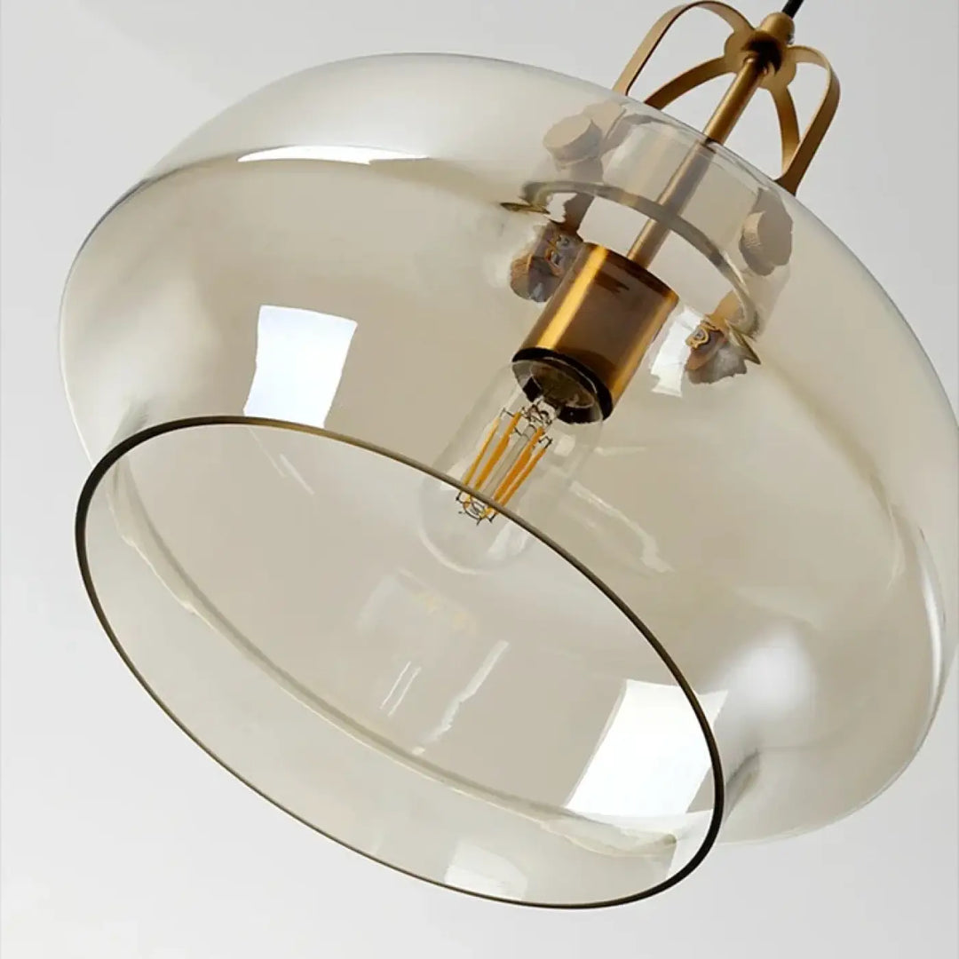 Suspension luminaire moderne en verre et métal doré