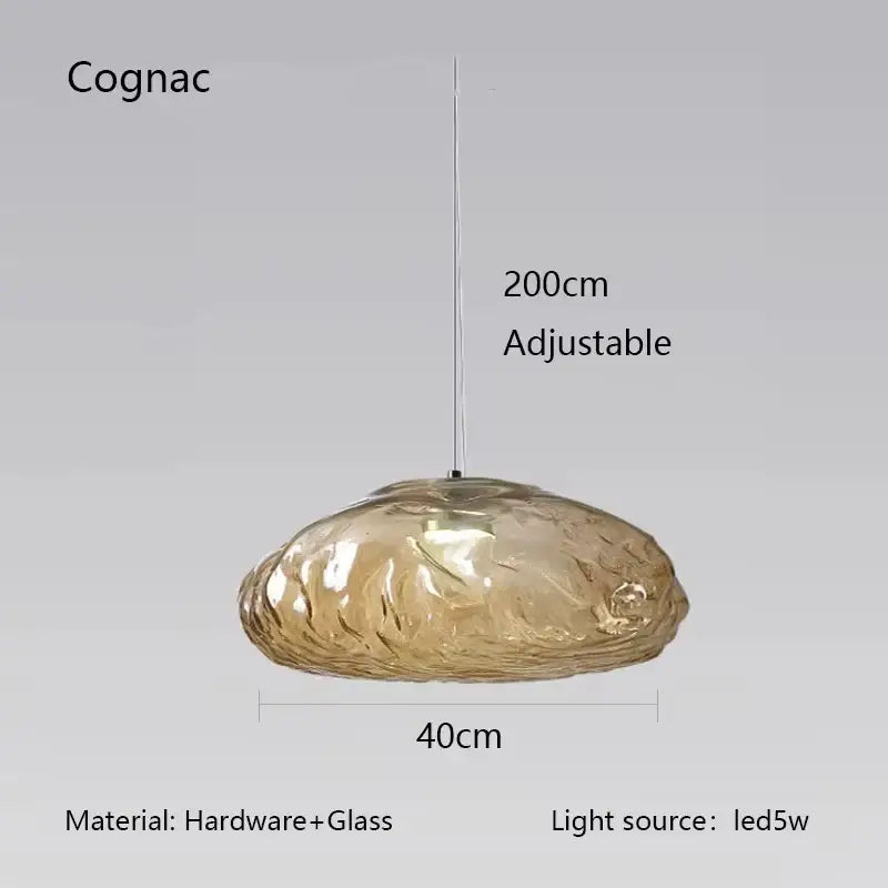 Suspension luminaire moderne en verre texturé forme galet