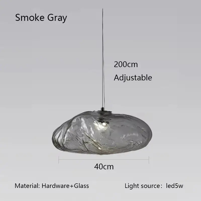 Suspension luminaire moderne en verre texturé forme galet