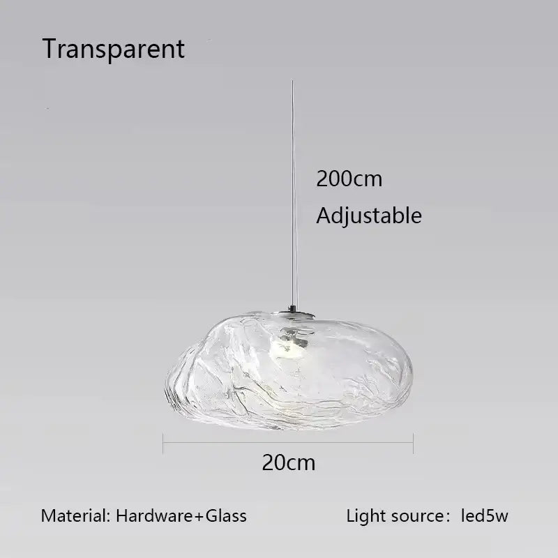 Suspension luminaire moderne en verre texturé forme galet