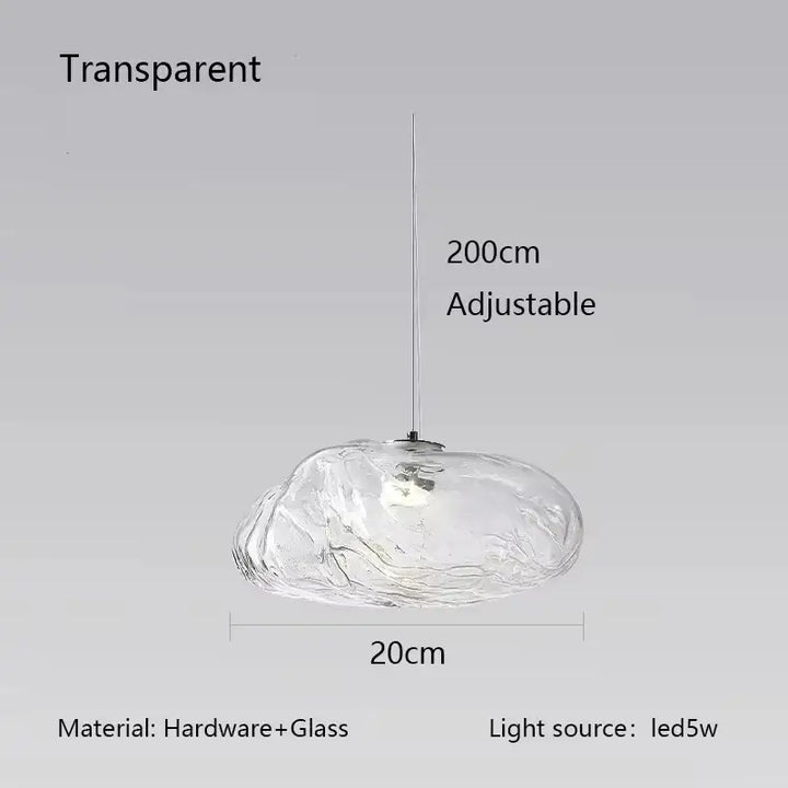 Suspension luminaire moderne en verre texturé forme galet