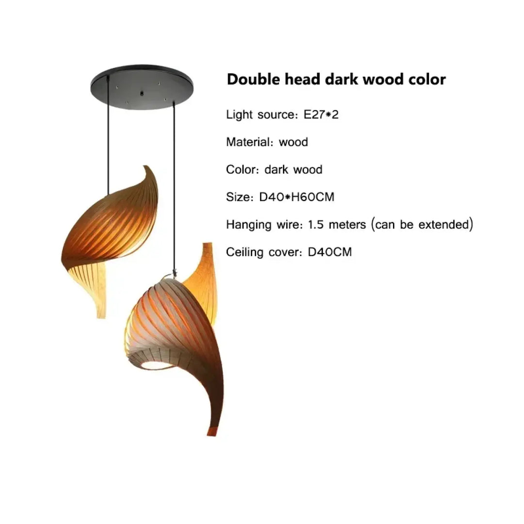 Suspension organique en bois sculptural ambiance chaleureuse