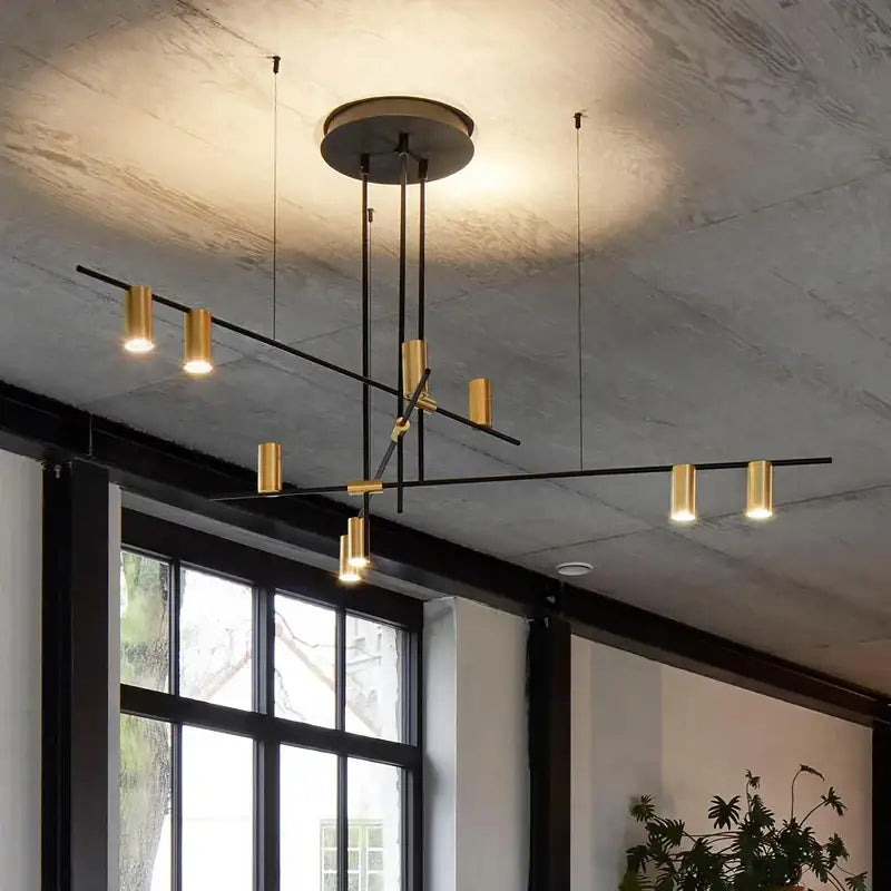 Suspension luminaire originale avec 9 spots LED pour salon

