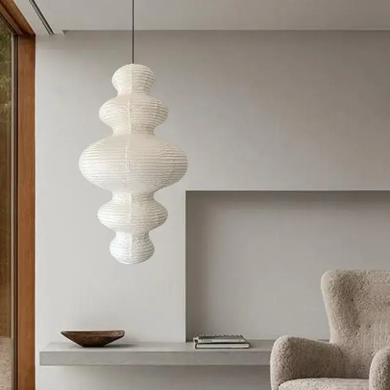 Suspension luminaire en papier design moderne blanc épuré