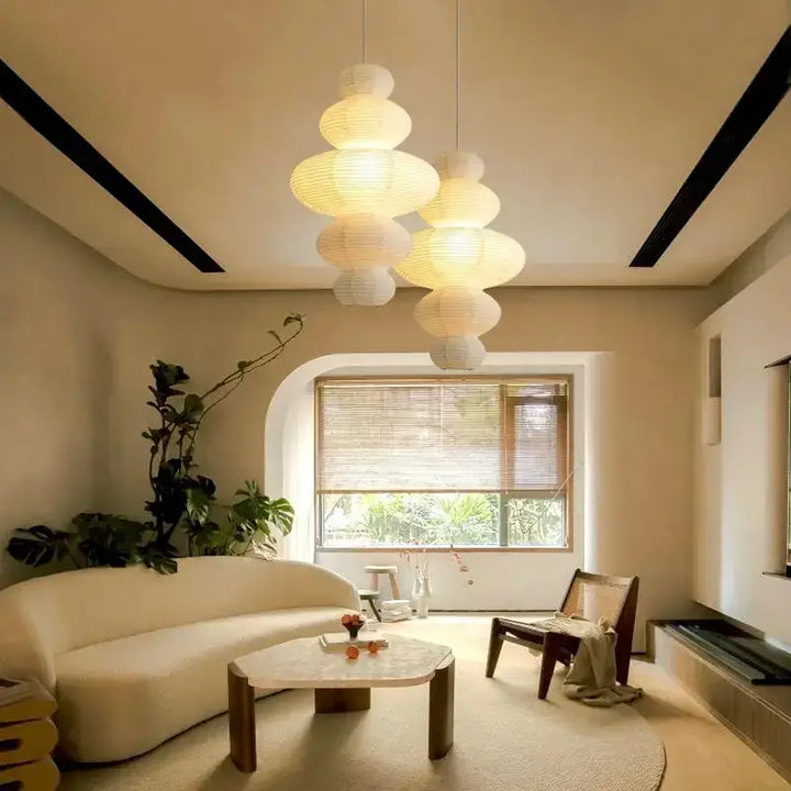 Suspension luminaire en papier design moderne blanc épuré