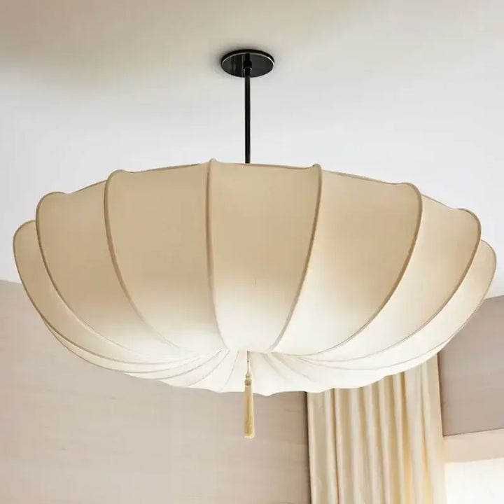 Suspension Luminaire Parapluie Blanc Avec Support Noir Minimaliste