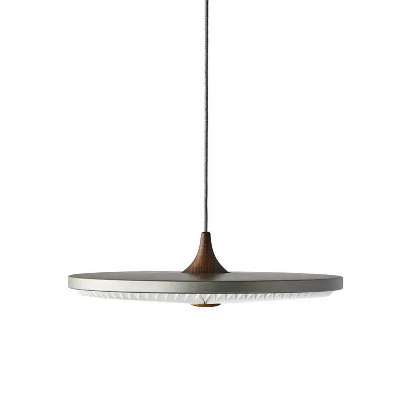 Suspension luminaire plissé en papier sculpté et métal noir ou gris