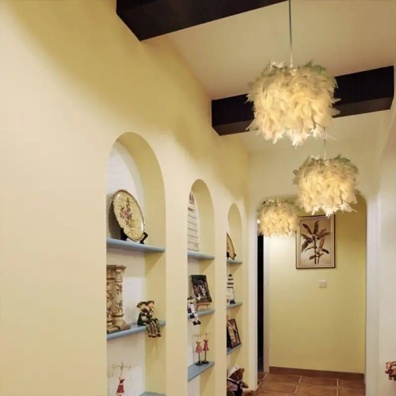 Suspension Luminaire Plume Cylindrique Blanche