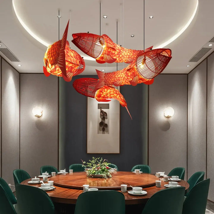 Suspension luminaire poisson design unique déco créative