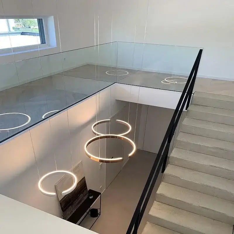 Suspension Luminaire Rose Gold Circulaire En LED Design Moderne