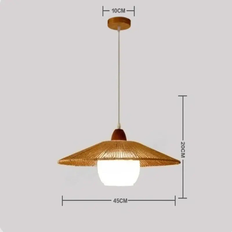 Suspension luminaire en rotin avec abat-jour blanc au style naturel