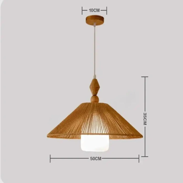 Suspension luminaire en rotin avec abat-jour blanc au style naturel