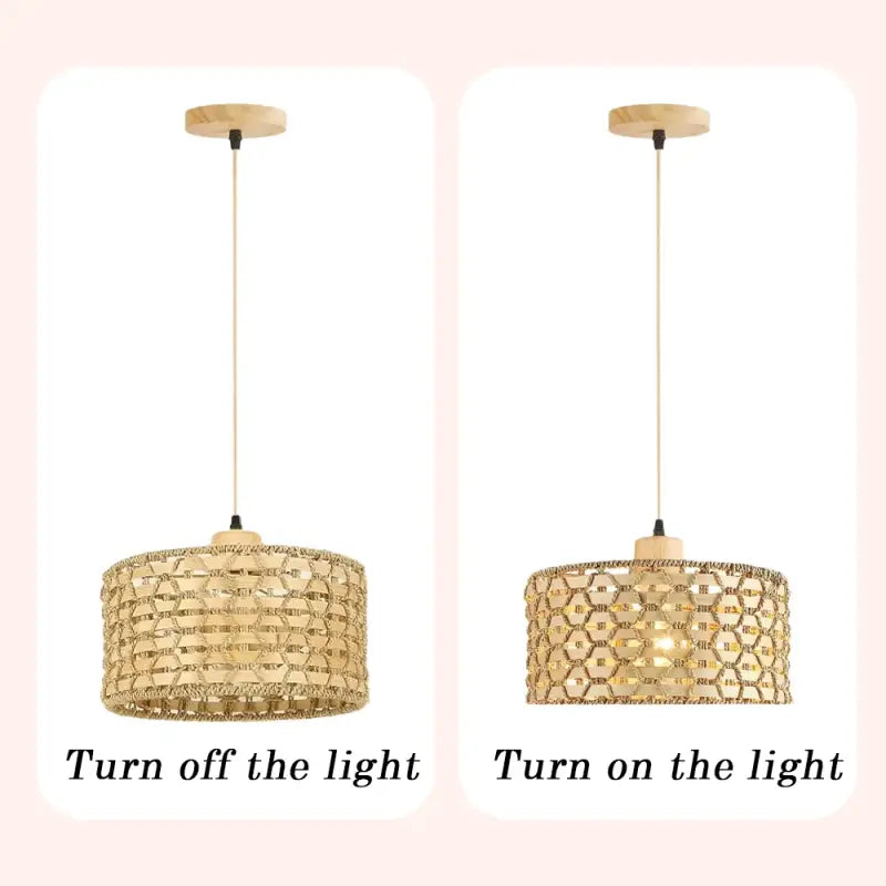 Suspension luminaire en rotin naturel design bohème beige