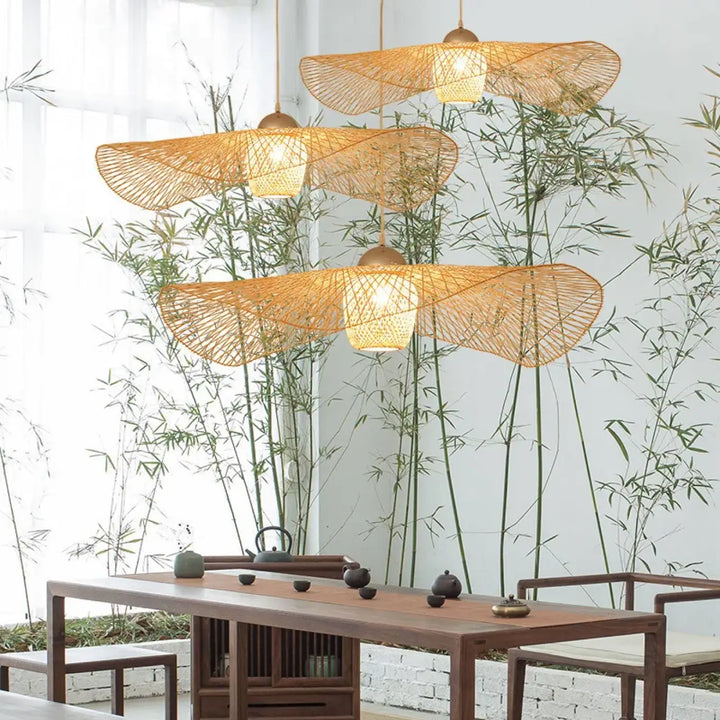 Suspension luminaire en rotin pour salle à manger moderne

