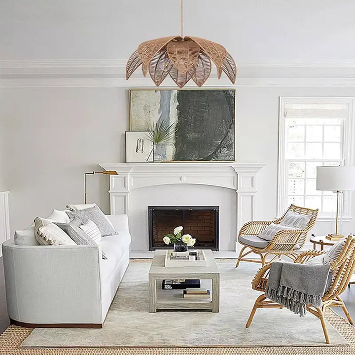 Suspension luminaire en rotin au style scandinave esprit bohème