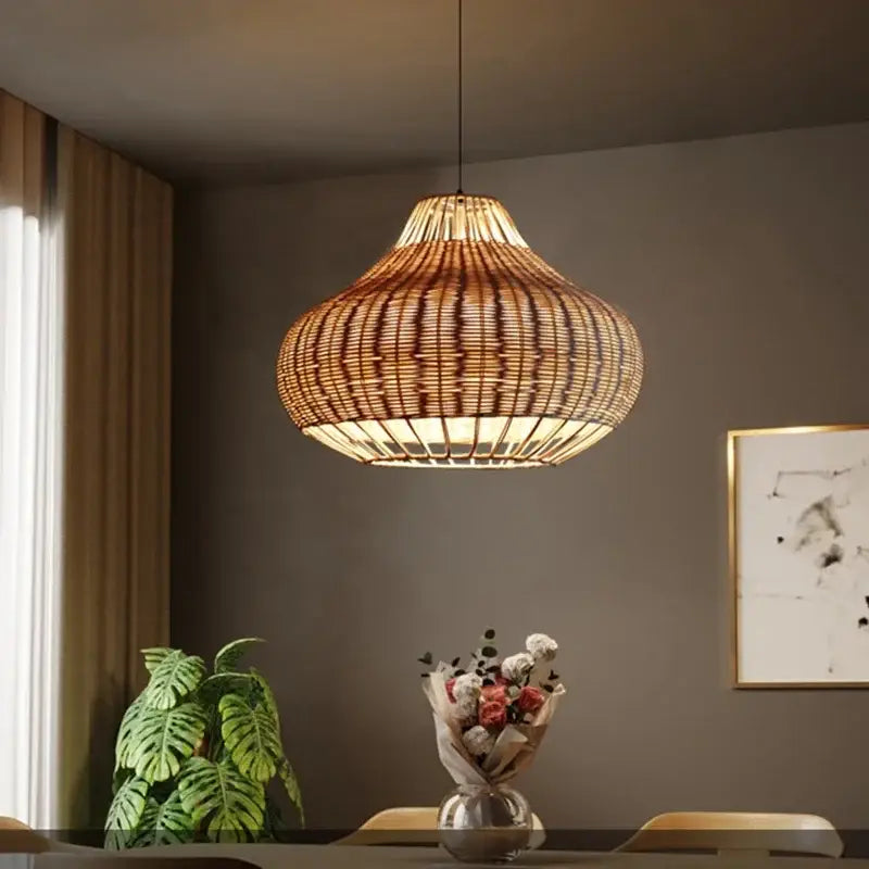 Retro Rattan Lamp Handmade Pendant Lights Chinese Style Loft Hanglamp Kitchen Light Fixture Dining Room Suspension E27