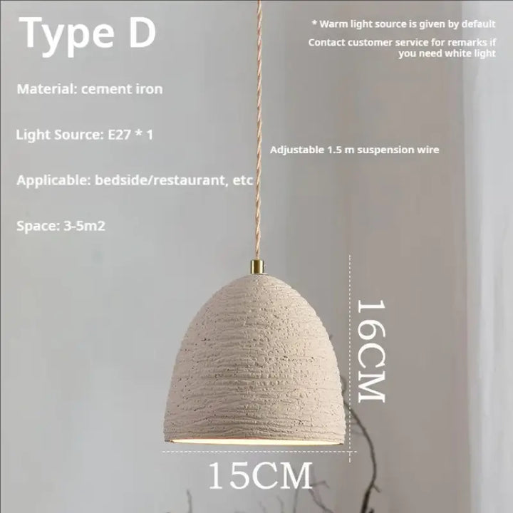 Suspension scandi chic ciment texturé et doré beige chic