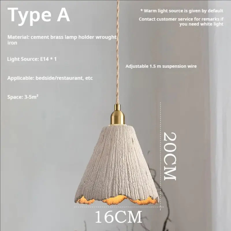 Suspension scandi chic ciment texturé et doré beige chic