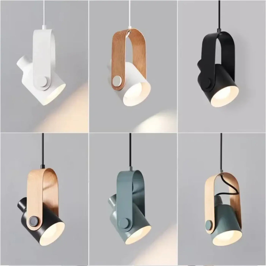 Suspension luminaire talvi avec design minimaliste en métal mat et bois naturel en blanc noir gris ou cuivre