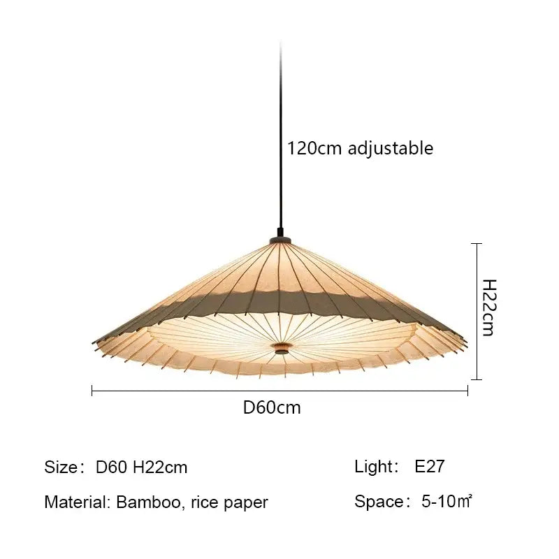 Suspension luminaire style japonais en papier naturel zen