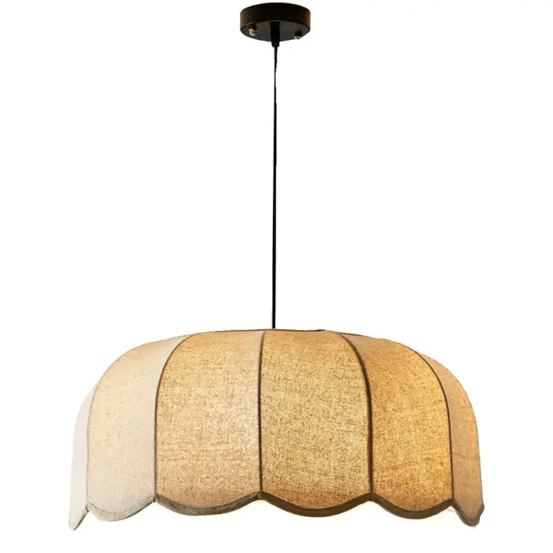 Suspension luminaire en tissu beige au design moderne