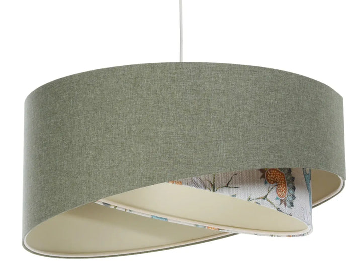 Pendant lamp GALAXY Boho Elegant – Grey green/Ecru/Light orange