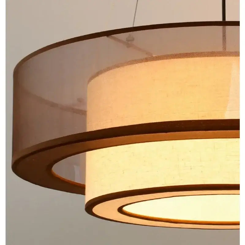 Suspension luminaire en tissu marron design asiatique élégant