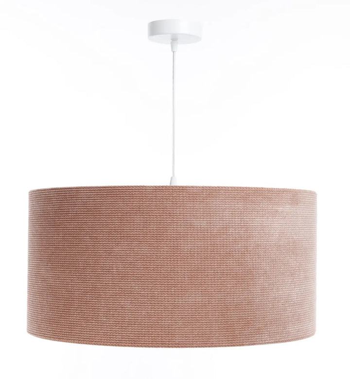 Suspension luminaire en tissu rose avec design tressé en papier blanc style moderne chic