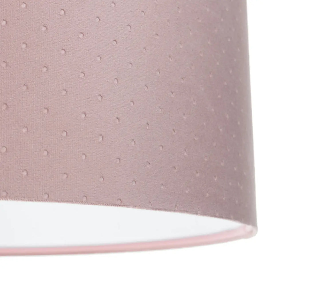 Suspension luminaire classic jasmin tissu rose avec abat-jour cylindrique doux et intérieur blanc épuré