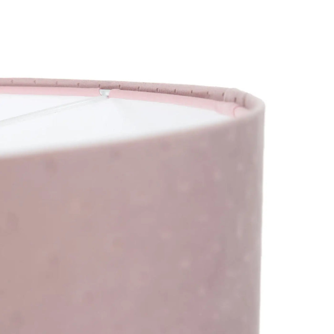 Suspension luminaire classic jasmin tissu rose avec abat-jour texturé design cylindrique et bords cousus