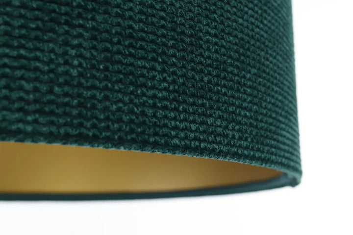 Suspension luminaire en tissu vert avec doublure intérieure dorée style moderne chic glamour velours structural