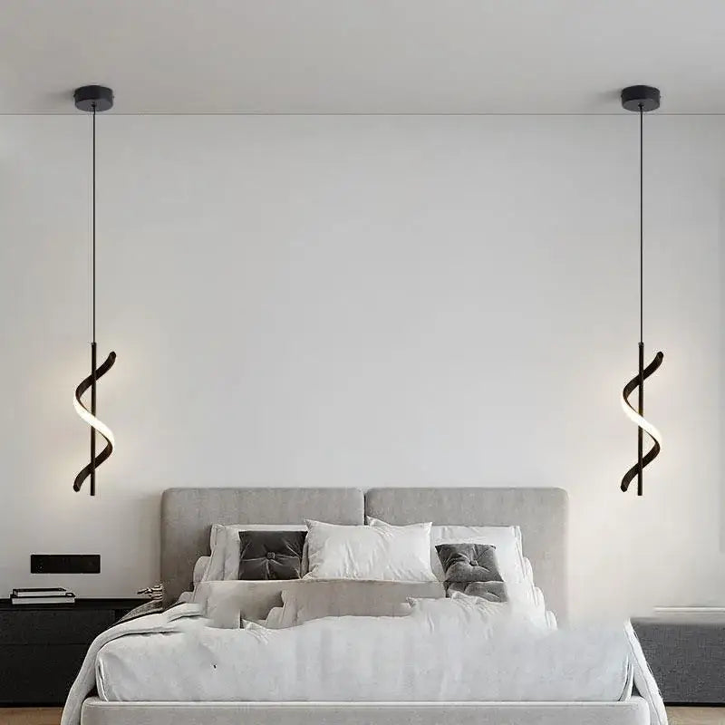 Suspension luminaire tourbillon LED pour chambre moderne

