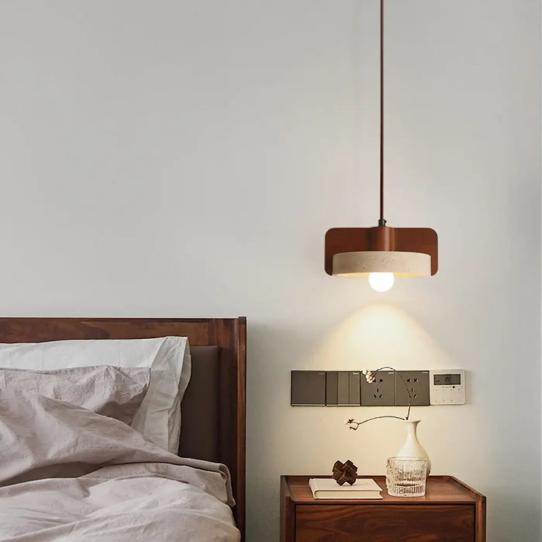 Suspension luminaire travertin design minimaliste naturel