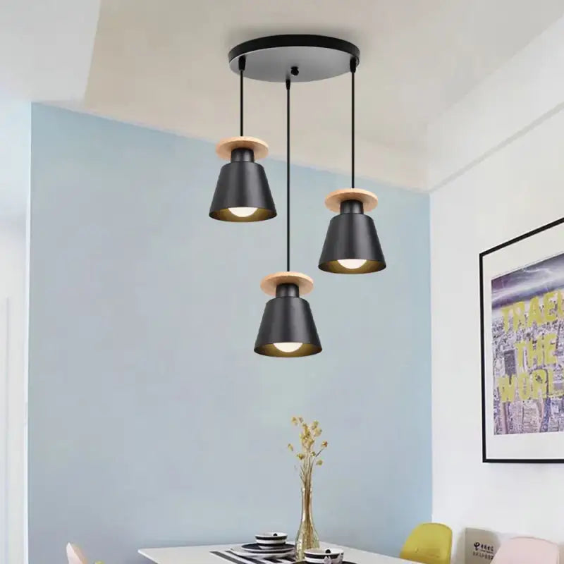 Suspension luminaire à trois éclairages style nordique