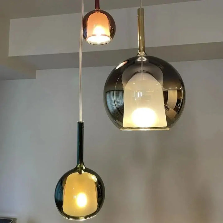 Suspension luminaire en verre ambré style moderne design