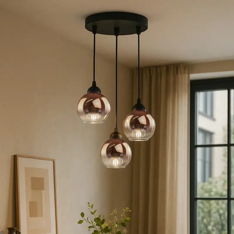 Suspension luminaire en verre ambré vintage décoratif cosy
