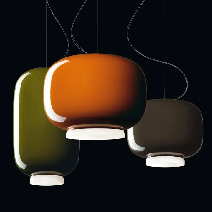 Suspension luminaire en verre blanc ou vert design moderne